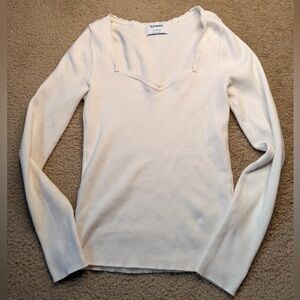 Old Navy Sweetheart White Ribbed Knit Top Medium